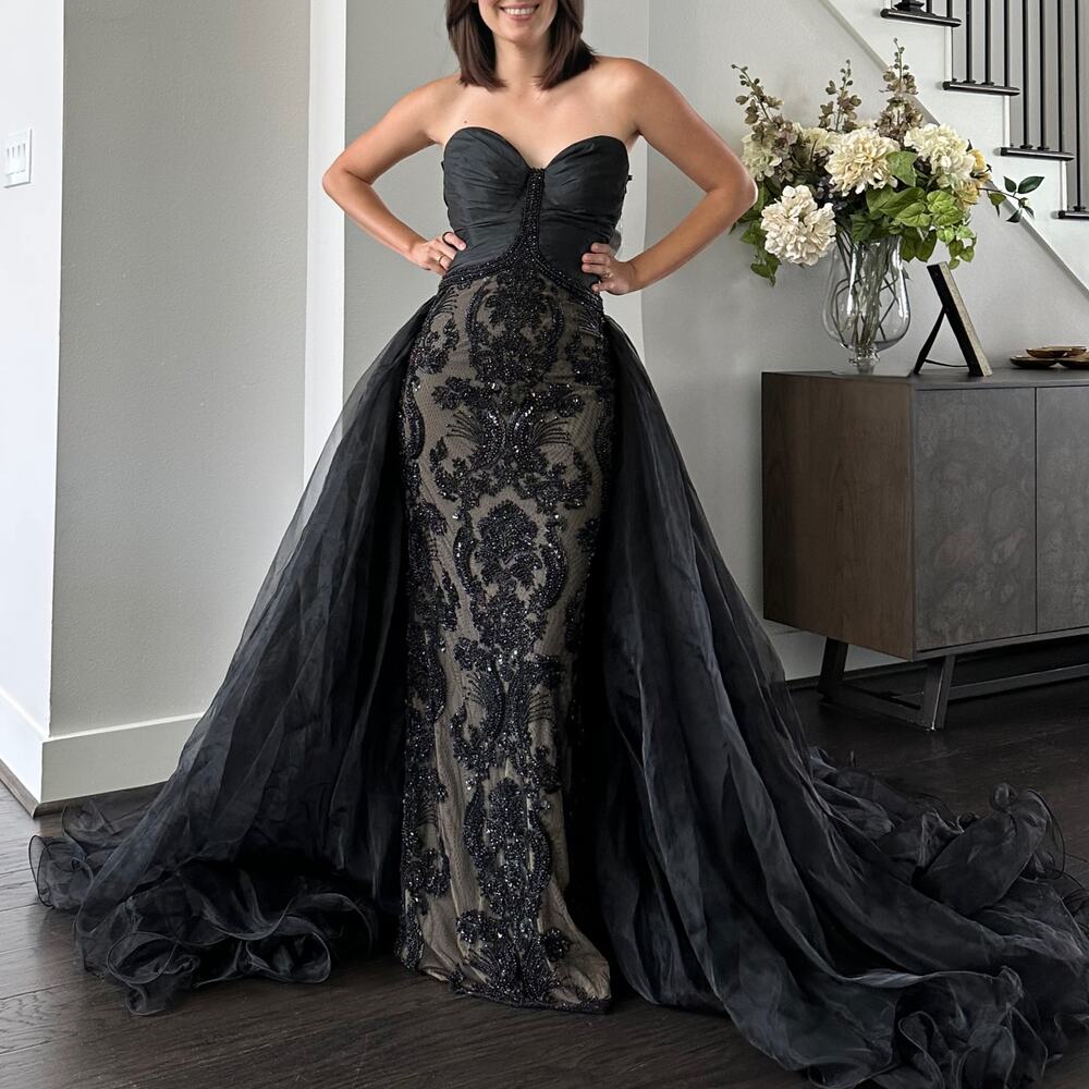 Sherri Hill 67015 Couture Prom Pageant Gala Dress Evening Gown Black and Nude